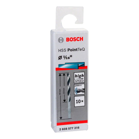 10 Pzas Brocas P/metal Hss Pointteq 1/16  Bosch 2608577316