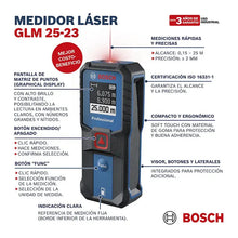 Medidor De Distancia Láser Hasta 25 M Bosch Glm 25-23