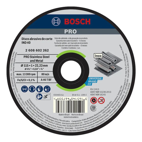 Disco Corte Industrial 40 4 1/2 X1x22.23 Bosch 2608602262 Gris