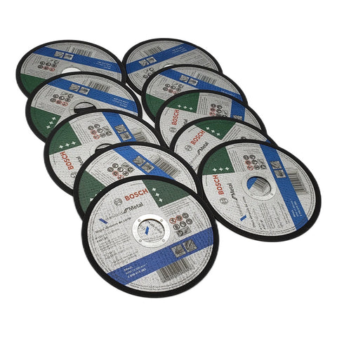 Paquete 10 Disco Corte Metal Recto 4 1/2 Bosch 2608619383 Plateado