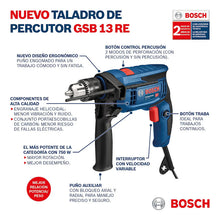 Rotomartillo Bosch Gsb 13 Re 750w 127v Modelo 06012b80g0 Azul Acero