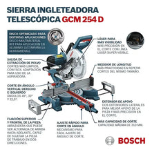 Sierra Inglete Alambrica Telescopica 1800w Bosch Gcm 254 Sd