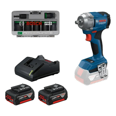 Kit Llave Impacto Gds 18v-350+baterias+dados Bosch Azul 60