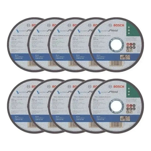 Paquete 10 Discos Bosch Corte Metal Recto 4 1/2 2608619383 Negro