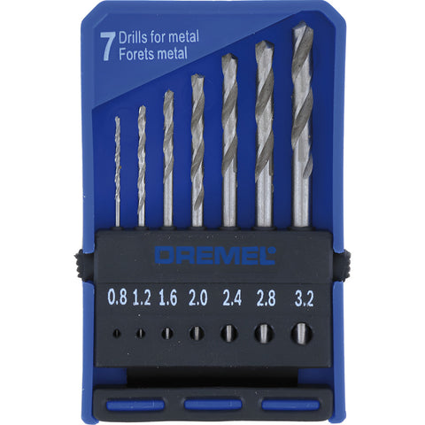Set 7 Brocas Acero Hss 0.8 Mm Hasta 3.2 Dremel 26150628ae