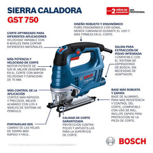 Sierra Caladora Bosch Gst 750 110v 520w + 1 Hoja Sierra