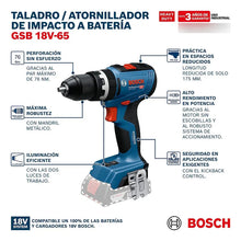 Kit Rotomartillo Inalambrico+2 Bat+carg+mal Bosch Gsb 18v-65 Azul 60 Hz