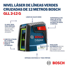 Nivel Láser Lineas Verdes Clas 2 Bosch Gll 12-22 G C/soporte