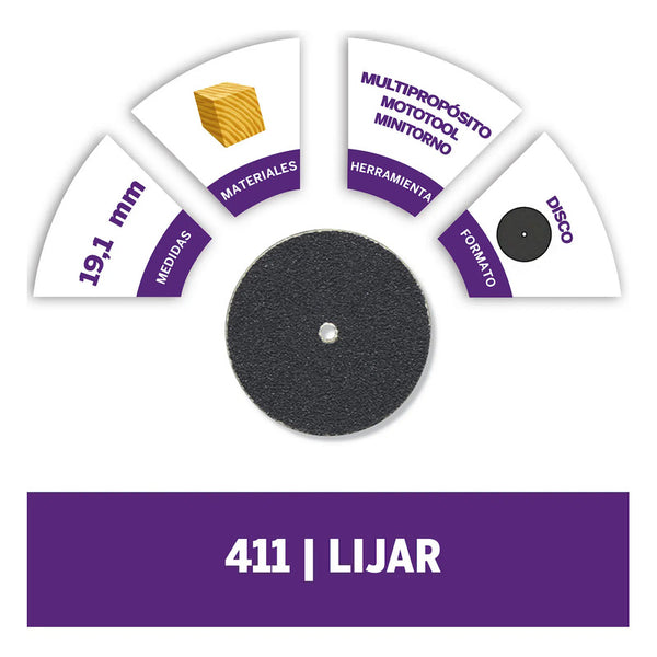 Disco De Lija Grano 180 3/4 De Pulgada Dremel 2615000411 Marrón Oscuro