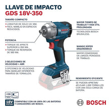 Llave De Impacto Inalambrica S/escobillas Bosch Gds 18v-350 Azul 50hz