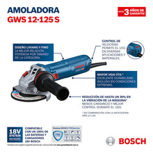 Esmeril Angular 5  Bosch Gws 12-125 S 1200w 127v 5/8  Azul 2.800-11.000